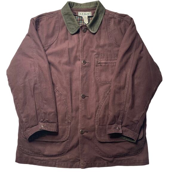 Vintage LL Bean Chore Jacket Mens Large Removable Liner Barn Coat Brown Canvas - Picture 1 of 9